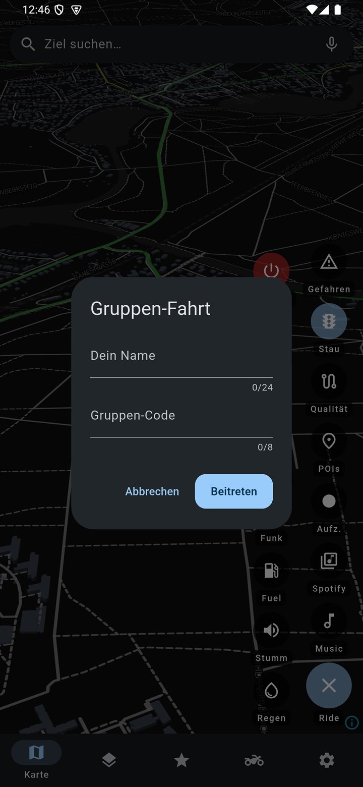 Gruppen-Fahrt — Buddys live auf der Karte