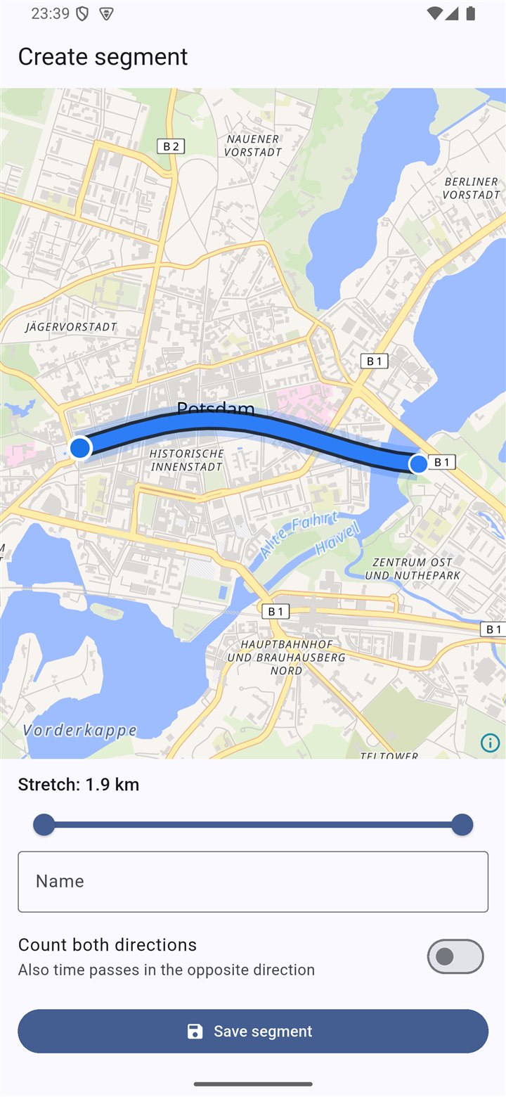 Segment aus einer Fahrt oder Route wählen