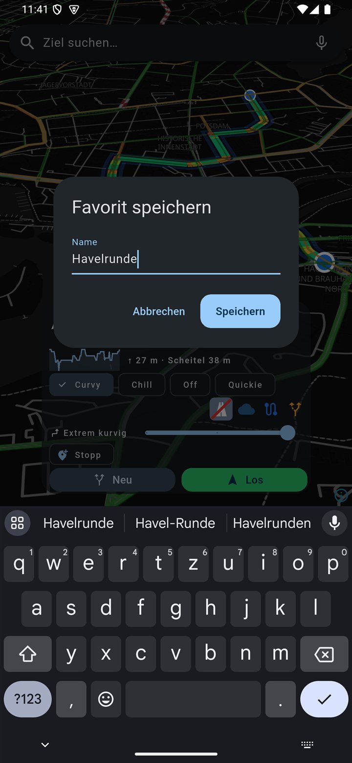 Gespeicherte Mehrstopp-Tour in den Favoriten